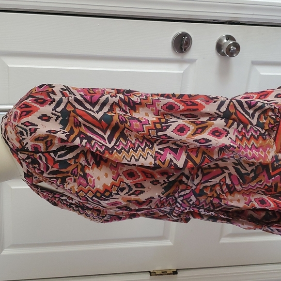 Zara Pastel Pink Geometric Short Dress Boho Size XL - Picture 4 of 16